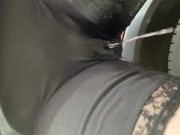 Preview 5 of Desperate leggings pee while pumping fuel
