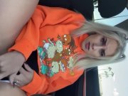 Preview 5 of Blonde girl fucks herself and squirts in public