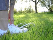 Preview 1 of Walking Barefoot in Wet Grass | 7am