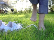 Preview 3 of Walking Barefoot in Wet Grass | 7am