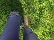 Preview 4 of Walking Barefoot in Wet Grass | 7am