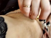 Preview 2 of Clit and nipple clamps testing, close-up GILF creampie .!. Big cock in wet mature pussy!