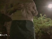 Preview 1 of Japanese woman exposed her boobs in the park at night
