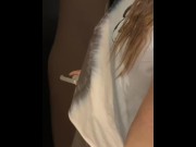 Preview 6 of Flashing tits in public Restaurant and toilet  masturbation -YoyaGrey