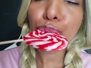 Preview 6 of LOLLIPOP EATING ASMR - Rainbow ( (RELAXATION, LICKING, CANDY FOOD).