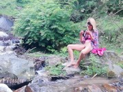 Preview 4 of Dirty babe pissing, washing panties, ass, pussy & feet in the Waterfall stream near tourist camp