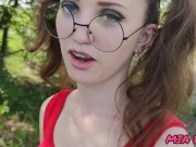 Preview 2 of cute schoolgirl on a walk on the road gives a beautiful lovely blowjob