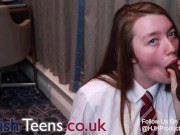 Preview 6 of Real Blowbang! 19 Year Old Sucks A Room Full of Guys in Her Uniform
