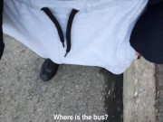 Preview 5 of Guy in sweatpants PISSING at a bus STOP