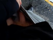 Preview 6 of Guy in sweatpants PISSING at a bus STOP