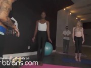 Preview 1 of VRBTRANS Hot 1 On 1 Yoga Session With Horny Skinny Slut
