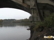 Preview 1 of Raven Haired Girl Pees Near The River