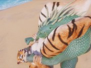 Preview 1 of Wild Life / Scaly Furry Porn Dragon with Tiger Girl