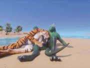 Preview 2 of Wild Life / Scaly Furry Porn Dragon with Tiger Girl