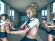 Preview 1 of Dripping cute girls in slut uniform with dildos sexy dance MMD R18