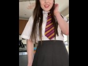 Preview 2 of Old video of Ellie louise. BJust got home from school and daddies horny so I rode my dildo for him!