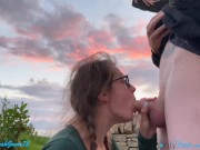 Preview 2 of cute teens fuck, blow, and facial in public as the sun sets. - Hannah Goode