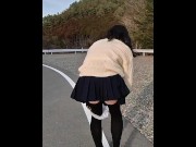 Preview 1 of I took off my skirt and panties in school uniform and took a walk.