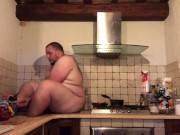 Preview 5 of 21-year-old obese washed in the very small kitchen sink