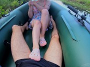Preview 4 of Footjob on the lake in a boat - Xxximmy