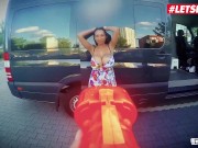 Preview 2 of BUMSBUS - RIA PARADISE HUGE TITS GERMAN EBONY PAYED FOR HOT SEX IN THE CAR - LETSDOEIT