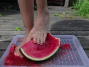 Preview 1 of Crushing Watermelon Barefoot