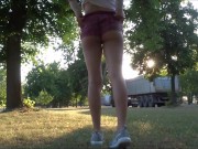 Preview 2 of Public piss in the parking lot and watching the driver, Isabel fetish