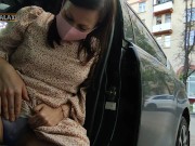 Preview 1 of Publicly masturbating in a car with the door open, then pissing myself in a dress