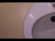 Preview 1 of Naughty whore pissing in sink ASMR