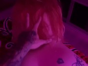 Preview 5 of Sexy Tattoed redhead smokes weed, sucks D and gets fucked after bath
