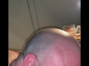 Preview 3 of AMATEUR BIG DICK BALD GUY SERIOUSLY BLOWING OFF STEAM AFTER SEX!!!