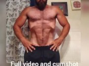 Preview 2 of Hot Straight Ripped Almost Shredded Bodybuilder Nude Flexing and Jerking Off in Bathroom