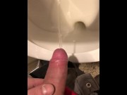 Preview 4 of Hung Guy taking a Piss in a Public Bathroom and getting Hard while Peeing