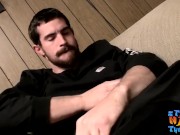 Preview 2 of Bearded straight thug Hunter rubs his massive dick and cums