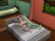 Preview 1 of The girl made a blowjob to an alien guest and then fucked his green member Sims4