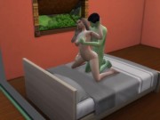 Preview 4 of The girl made a blowjob to an alien guest and then fucked his green member Sims4