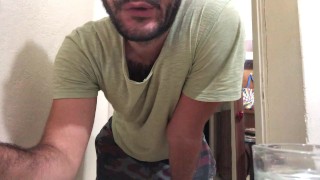 Hard perfect hairy body solo guy I ejaculate by fucking my hand