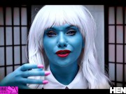 Preview 2 of Real Life Hentai - JOI - Hot blue Alien Milf squirts everywhere