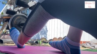 view of feet in socks during workout (foot fetish) - GlimpseOfMe