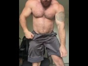 Preview 2 of Giant Dick Thick Bodybuilder Naked Flex Work Break Part 1 OnlyfansBeefBeast Giant Cock Musclebear