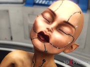 Preview 5 of Secrets of Area 51. 3d dickgirl androids plays with a sexy ebony in the lab