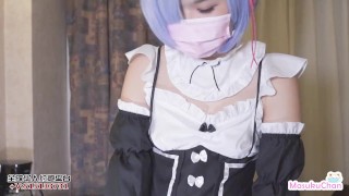 Cute Rem got Tied Up & Plug Sex Toys in Pussy and Anal , Gang-Bang with Other GuyS with Cumshot!