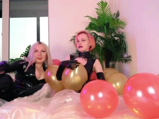 Tight Shiny Lesbians - Air Balloon Looner Hot Fetish 2 Lesbians in tight shiny rubber clothes  having fun | free xxx mobile videos - 16honeys.com