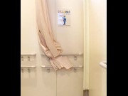 Preview 5 of A video of ejaculation by dressing up as a woman in a public toilet and doing anal masturbation.