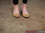 Preview 5 of WornSoles | Hot Girl In Filthy Ballet Flats Getting Her Shoes Filthy | Well Worn Shoes