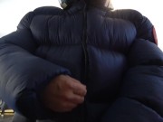 Preview 3 of Puffer Jacket Fetish Guy Fucks Huge Shiny Coat. Humping on Bed.