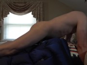 Preview 6 of Puffer Jacket Fetish Guy Fucks Huge Shiny Coat. Humping on Bed.
