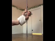 Preview 1 of pole dancing trans twink flashing asshole