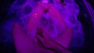 WHAT A SLUT My girlfriend masturbates and cums with the powerful jet of water from the jaccuzzi