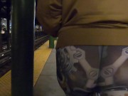 Preview 4 of Wife in see through leggings walking in public visible thong